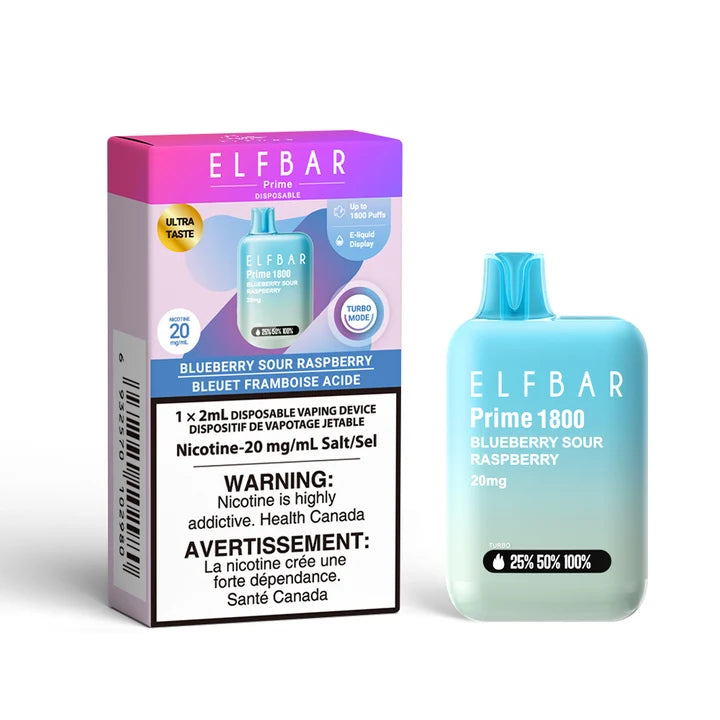 ELF BAR PRIME 1800 DISPOSABLE ~ BLUEBERRY SOUR RASPBERRY