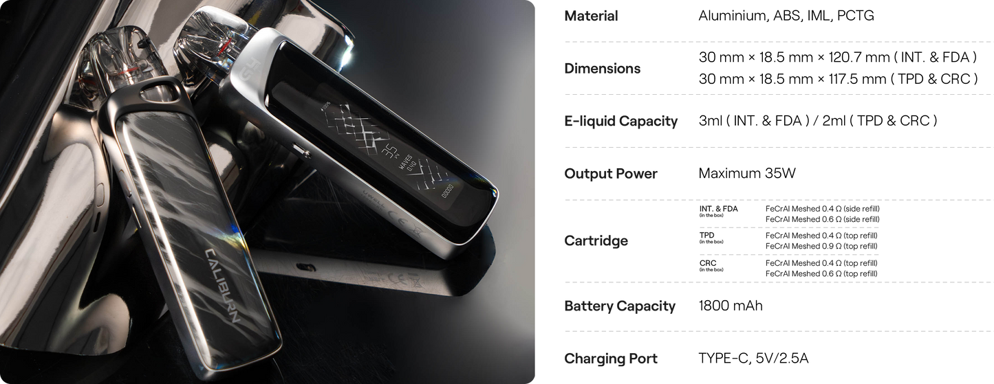UWELL CALIBURN G4 PRO POD KIT ~ STRIPE BLACK