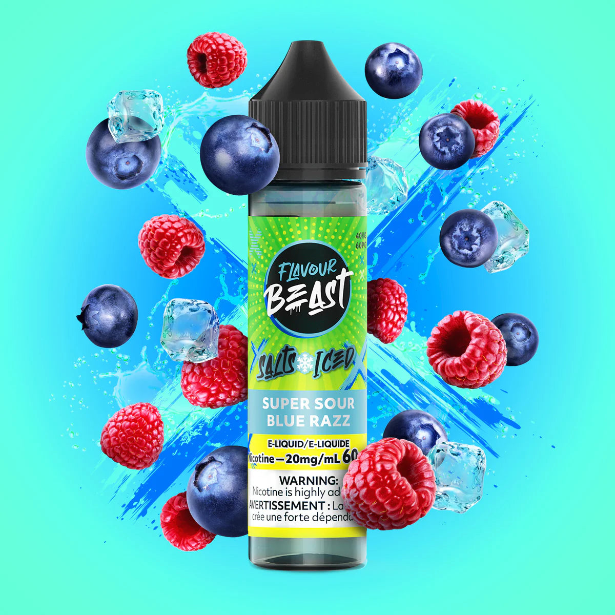 FLAVOUR BEAST E-LIQUID 60ml ~ SUPER SOUR BLUE RAZZ