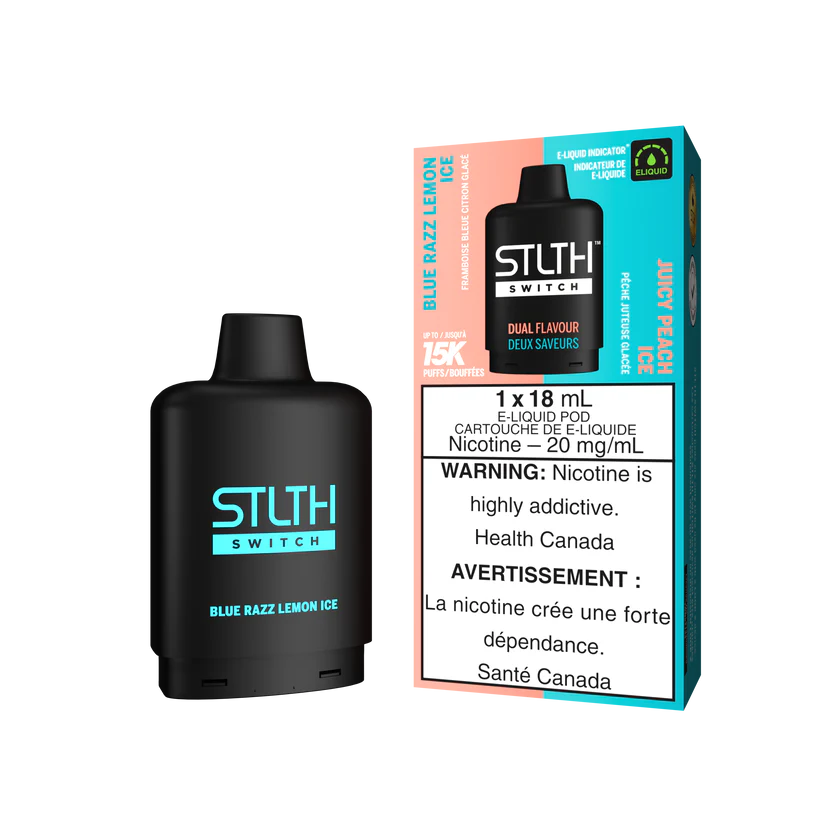 STLTH SWITCH POD PACK 15K ~ BLUE RAZZ LEMON ICE/JUICY PEACH ICE